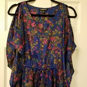 Express Floral Flowy Silk Blouse